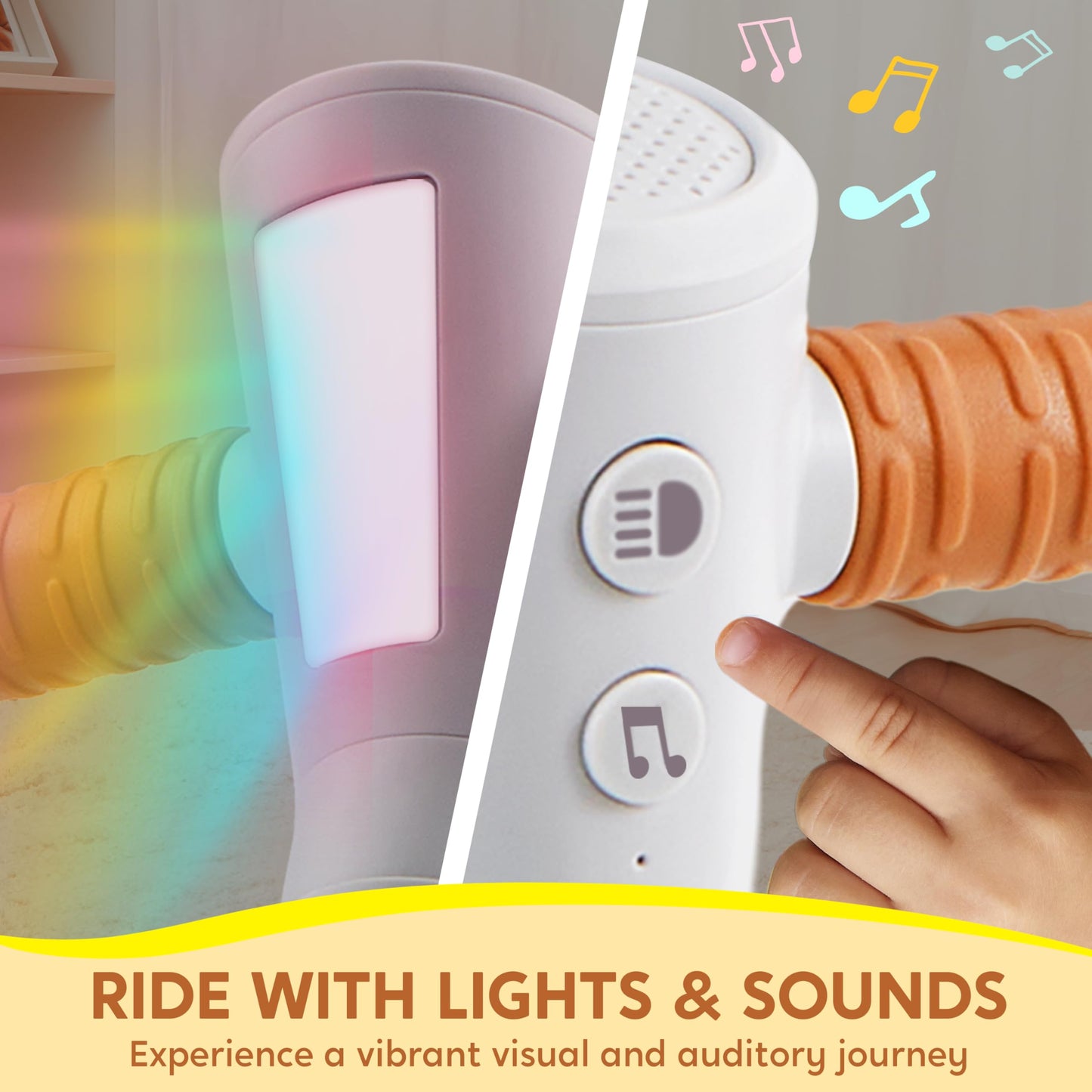 LED Baby Balance Bike with Music for 1 2 3 Year Old Boys Girls 12-36 Months Adjustable Toddler First Bike with Lights & Sounds 4 Wheels Riding Toys, First Birthday Gifts