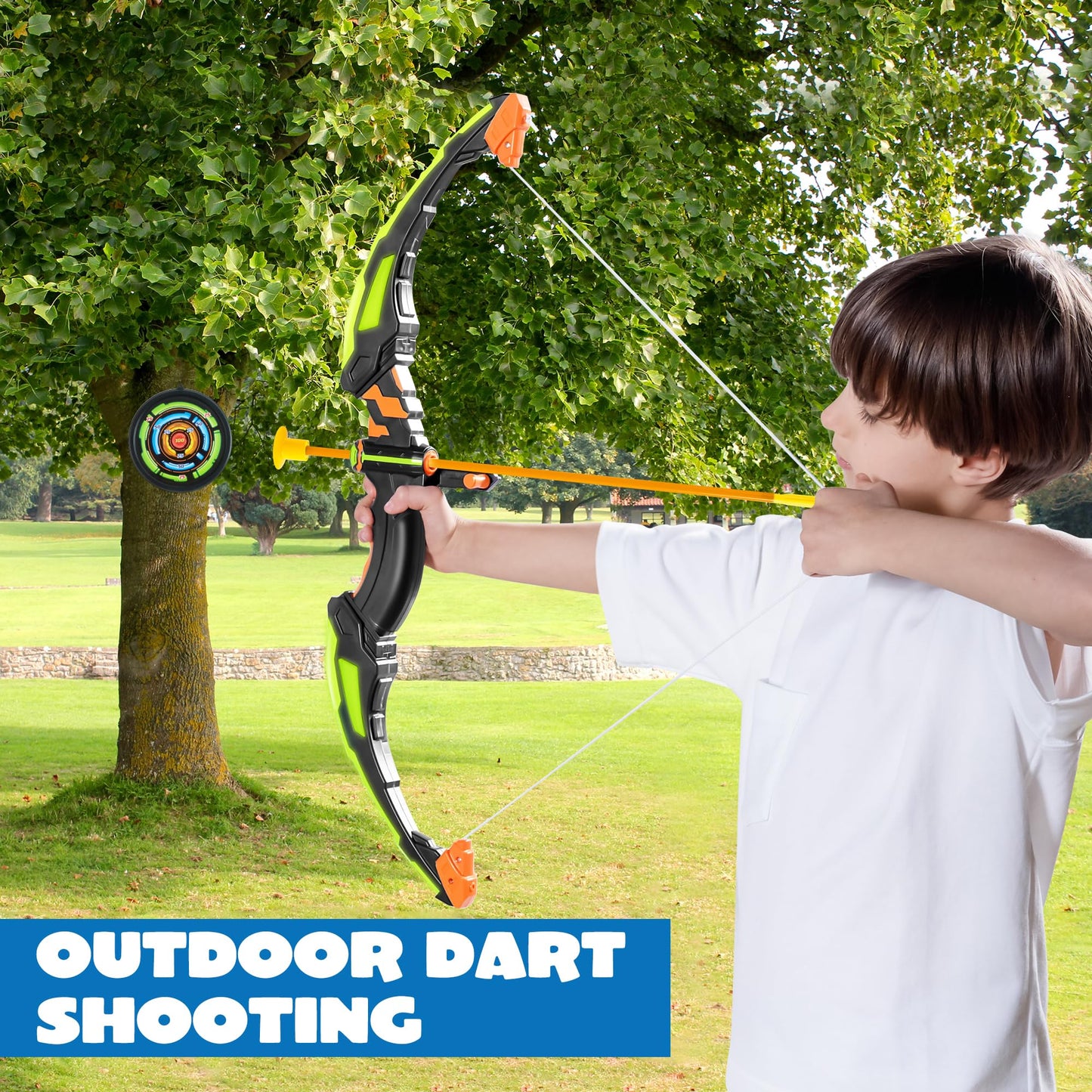 Joyfy Kids Archery Bow and Arrow Toy Set with LED, Archery Toy Set for Boys' Outdoor Play