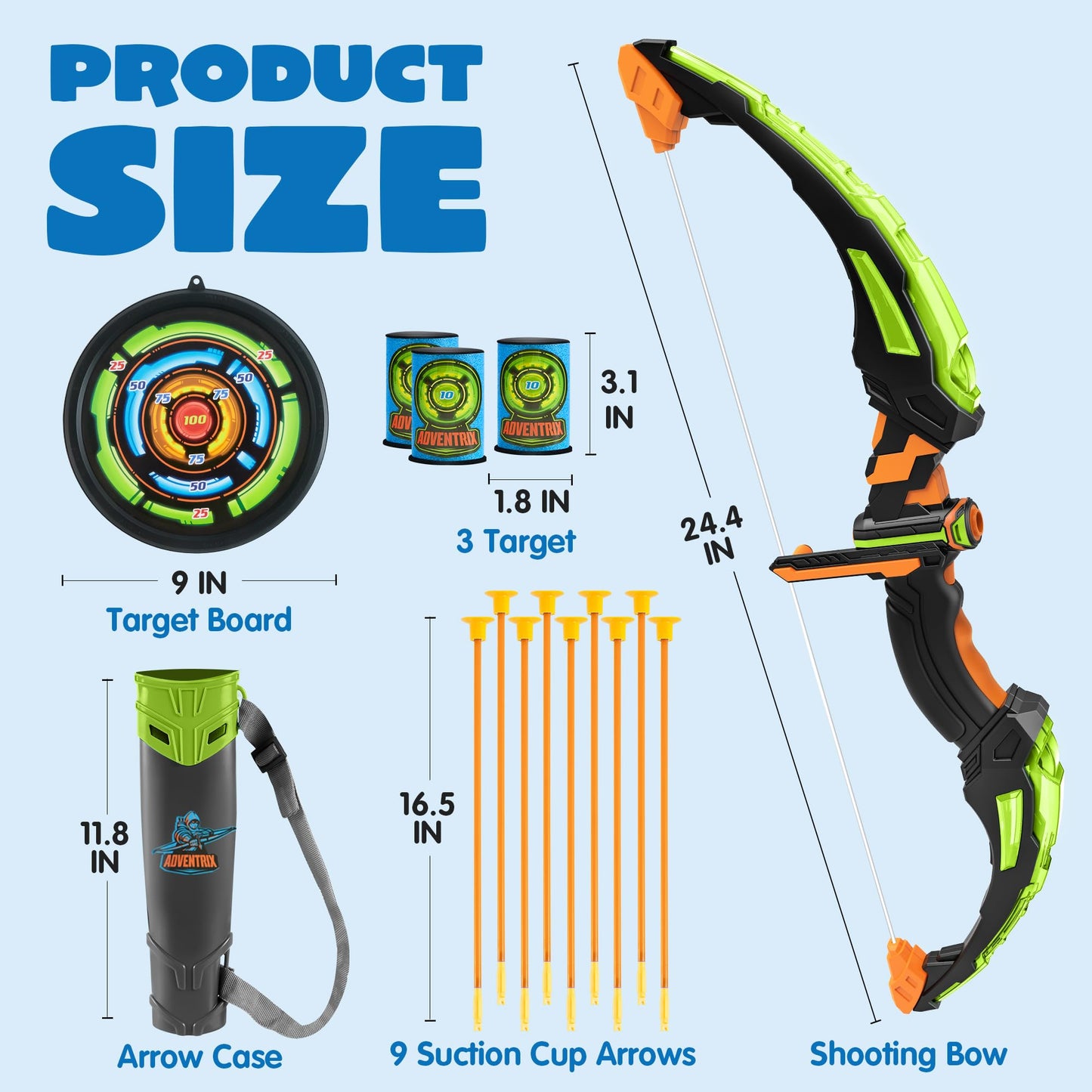 Joyfy Kids Archery Bow and Arrow Toy Set with LED, Archery Toy Set for Boys' Outdoor Play