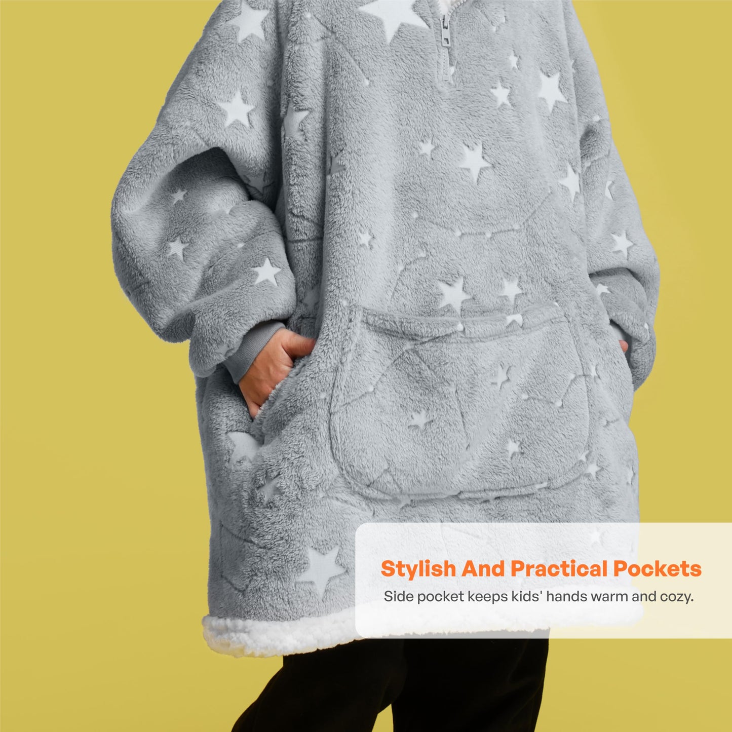 Joyfy Kids Wearable Blanket Hoodie, Warm and Cozy Flannel Sweatshirt for Gilrs and Boys Christmas Birthday Gifts