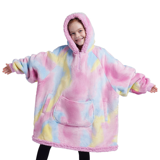 Joyfy Kids Wearable Blanket Hoodie, Warm and Cozy Flannel Sweatshirt for Gilrs and Boys Christmas Birthday Gifts
