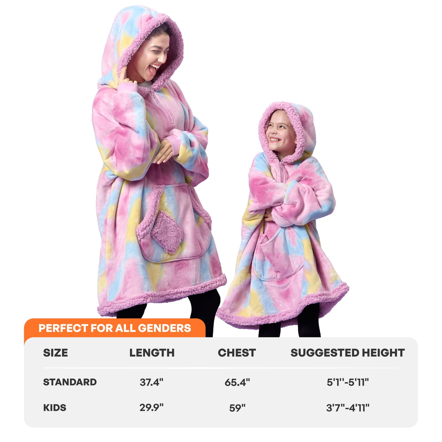 Joyfy Kids Wearable Blanket Hoodie, Warm and Cozy Flannel Sweatshirt for Gilrs and Boys Christmas Birthday Gifts