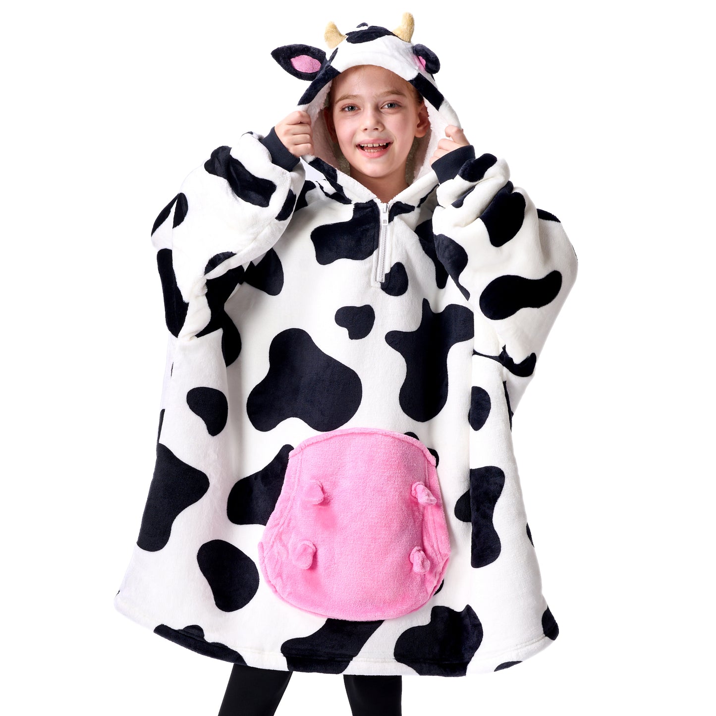 Joyfy Kids Wearable Blanket Hoodie, Warm and Cozy Flannel Sweatshirt for Gilrs and Boys Christmas Birthday Gifts