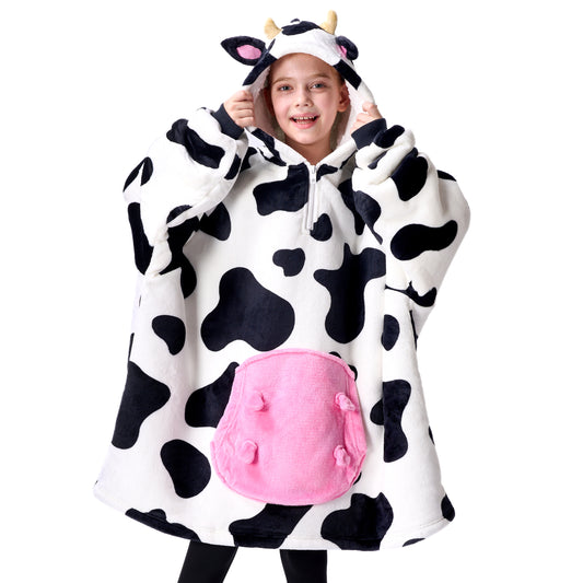 Joyfy Kids Wearable Blanket Hoodie, Warm and Cozy Flannel Sweatshirt for Gilrs and Boys Christmas Birthday Gifts