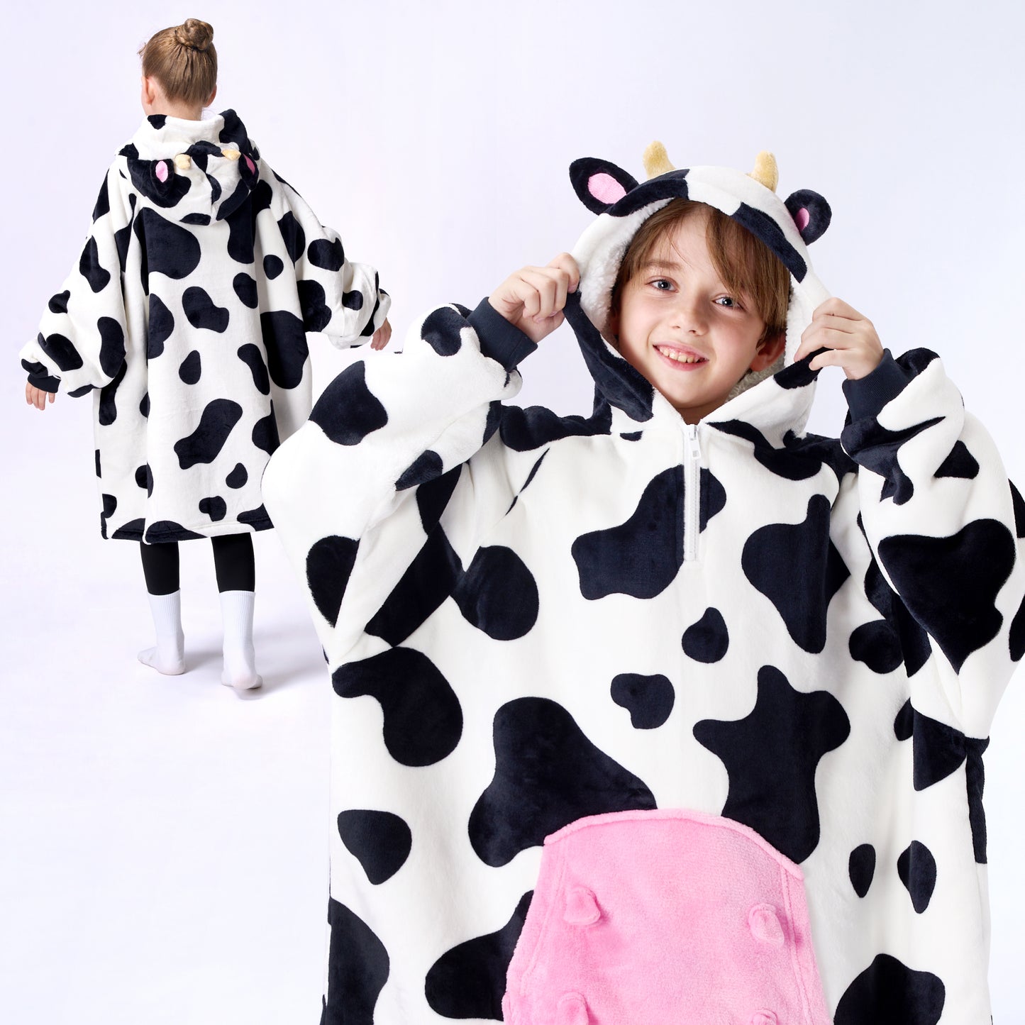 Joyfy Kids Wearable Blanket Hoodie, Warm and Cozy Flannel Sweatshirt for Gilrs and Boys Christmas Birthday Gifts