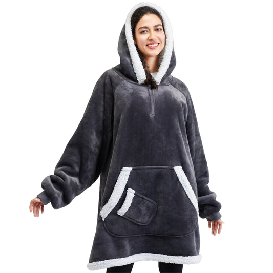 Joyfy Wearable Blanket Oversized Sherpa Sweatshirt, Warm and Cozy Hoodie Blanket for Adult Christmas Birthday Gift