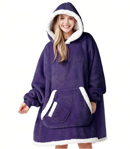 Joyfy Wearable Blanket Hoodie for Women Men Gifts for Adult Wearable Throw with Pocket & Sleeves Women Mom Cozy Fleece Hooded Blanket Sweatshirt (Copy)