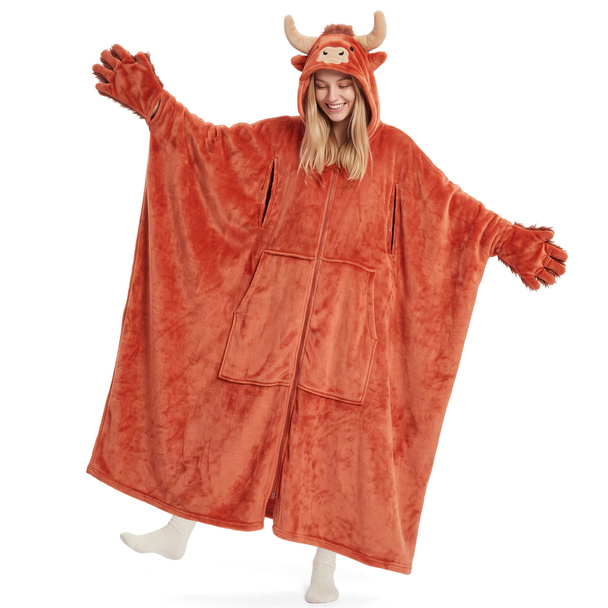 Joyfy Wearable Blanket Hoodie for Women and Men Sherpa Fleece Hooded Blanket Warm Cozy Sherpa Wearable Throw Oversized Hoodie with Giant Pocket & Sleeves for Adult