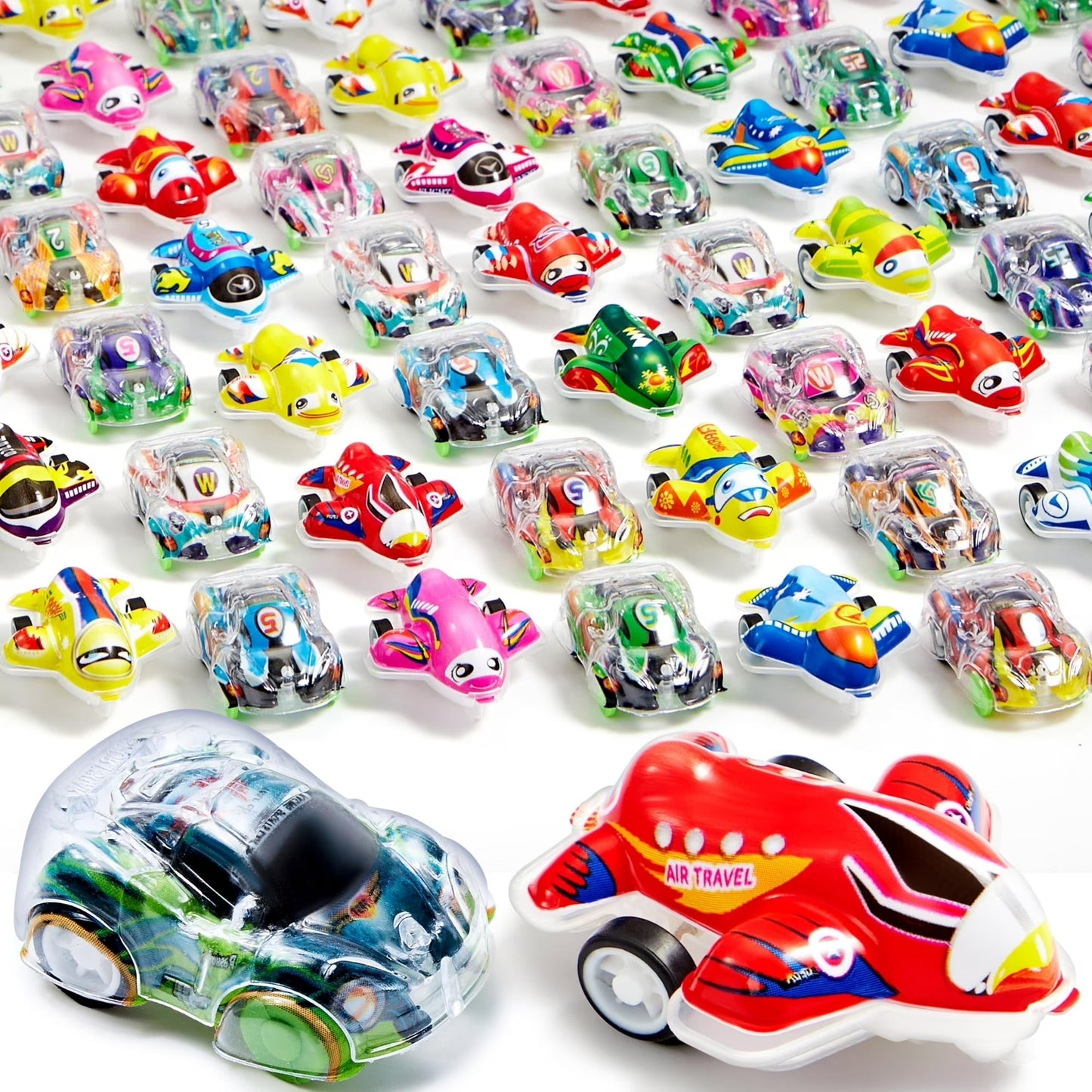Joyfy 100 Pcs Mini Cars Party Favors Pull Back Car for Toddlers Bulk Toy Cars & Planes Racing Vehicles for Kids, Classroom Prizes, Treasure Box Toys, Goody Bag Stuffers, Pinata Fillers