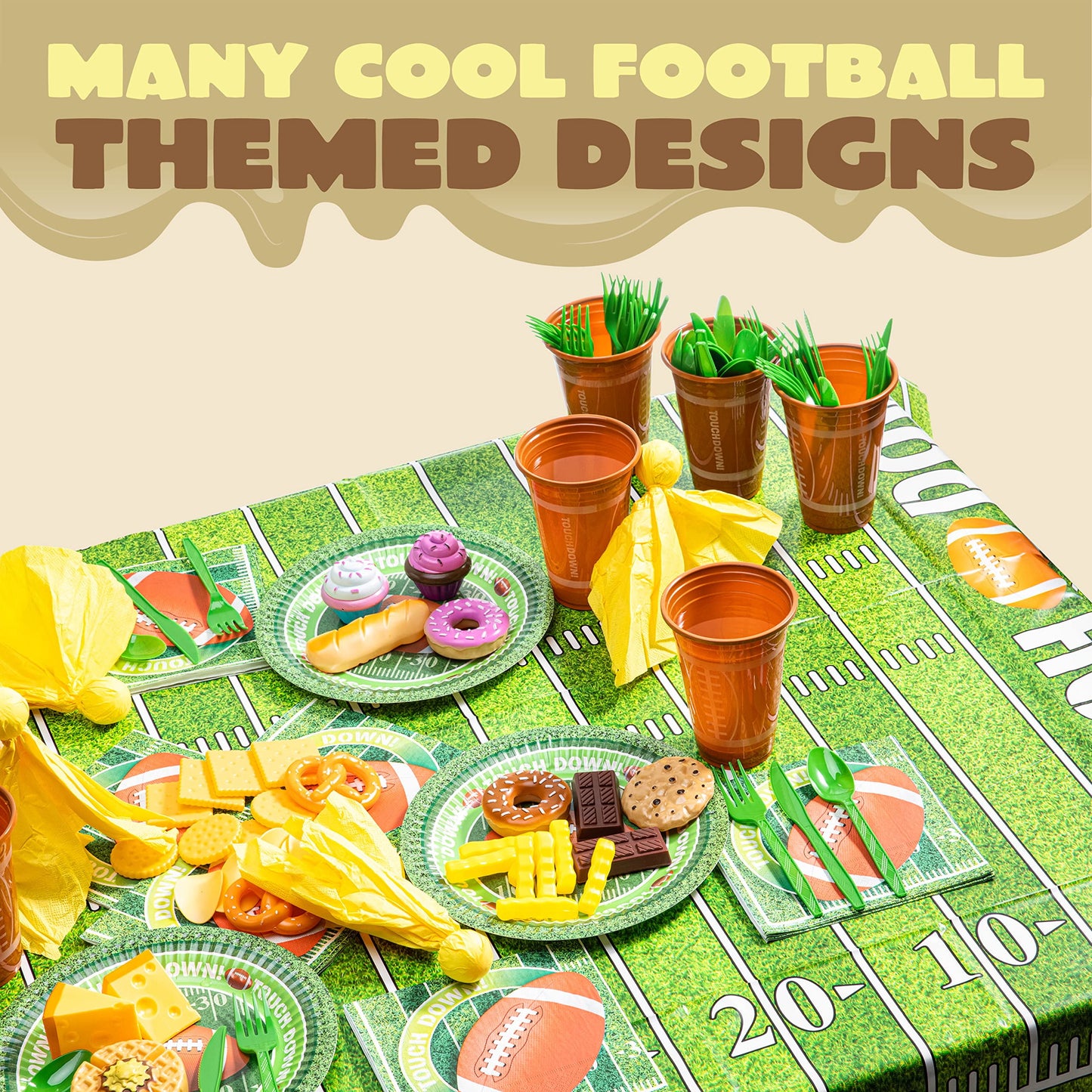 113 football themed party supplies set, suitable for 16 people, including cups, paper plates