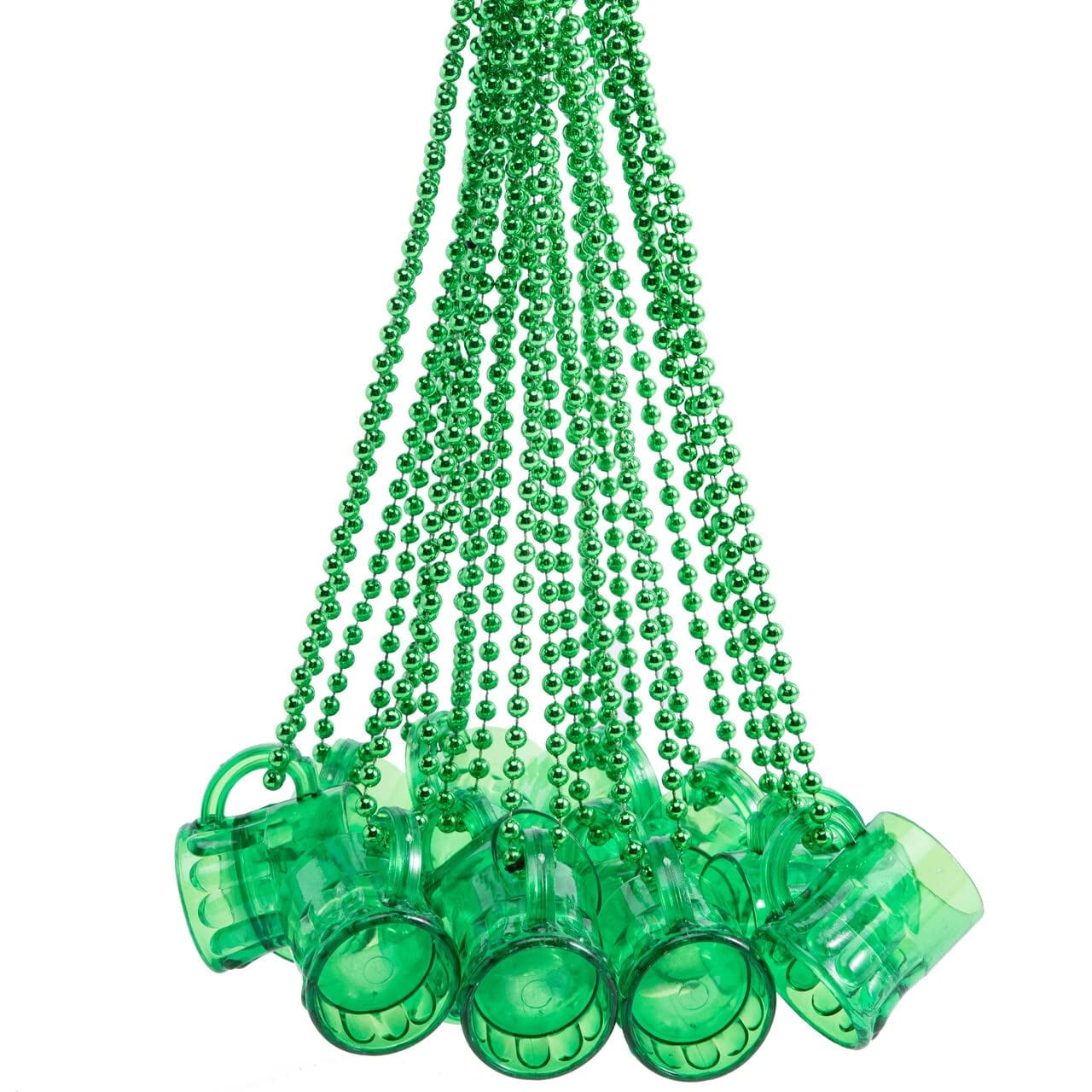 12 pieces of St. Patrick's Green Cup Bead Necklace, suitable for children, women, and men
