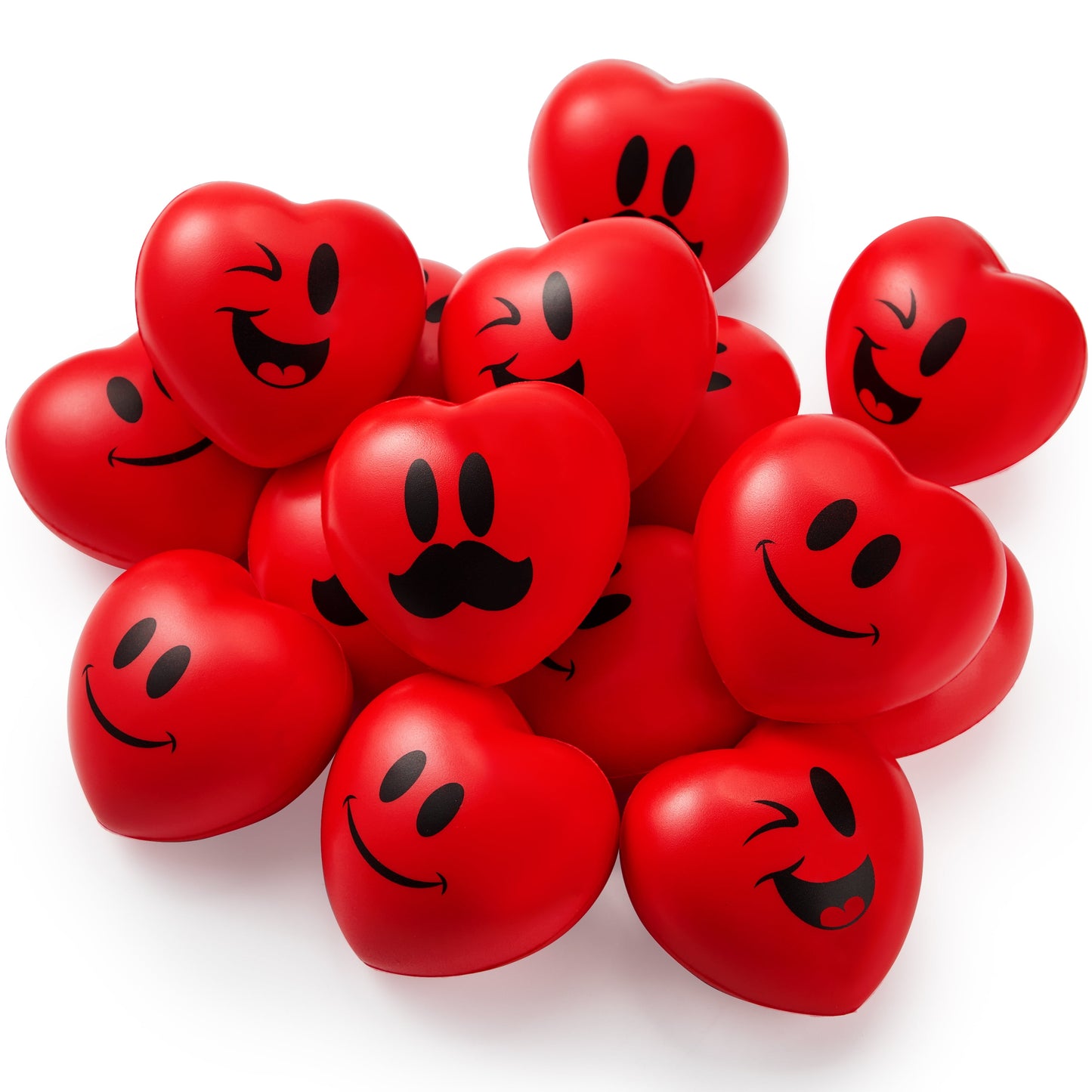 15 PCS Valentines Day Heart Shaped Stress Relief 3“ Balls for Kids Party Favors, School Classroom Exchange Prizes Gift