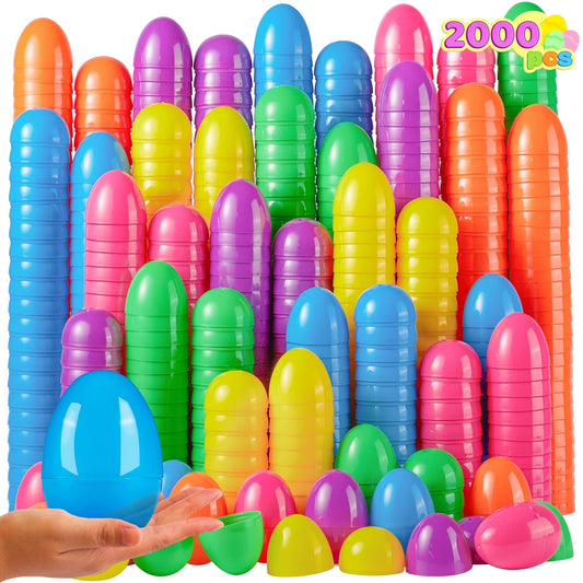Joyfy 2000 PCS 2.3" Easter Eggs, Empty Plastic Easter Eggs Bulk, Fillable Colorful Bright Eggshell for Easter Hunts, Filling Treats, Basket Stuffers, Classroom Prize Supplies,Party Favors