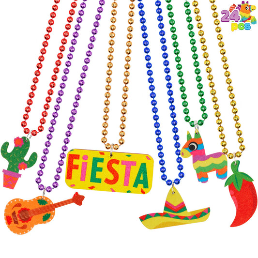 24 Cinco de Mayo necklaces, Mexico themed bachelor party gift carnival necklaces, Taco Tuesday