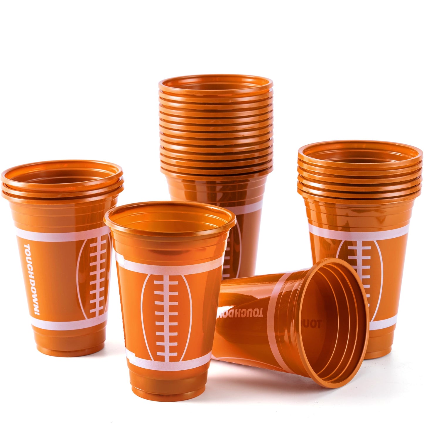 24-Pack Party Cups Bulk, 16 oz Football Disposable Plastic Cups Festive Tableware for Football Themed Party Supplies, Decorations, Party Drink Cups