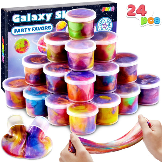 Joyfy24 Pcs Galaxy Slime Cup Party Favors, Stretchy, Non-Sticky and Safe for Girls and Boys, Classroom Reward, Easter Basket Stuffers, Birthday Party Supplies