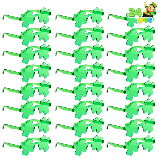 Joyfy 24 Pairs St.Patricks Day Shamrock Sunglasses,Shamrock Glasses Clover Eyewear,St Patrick Accessory Party Favor Supply