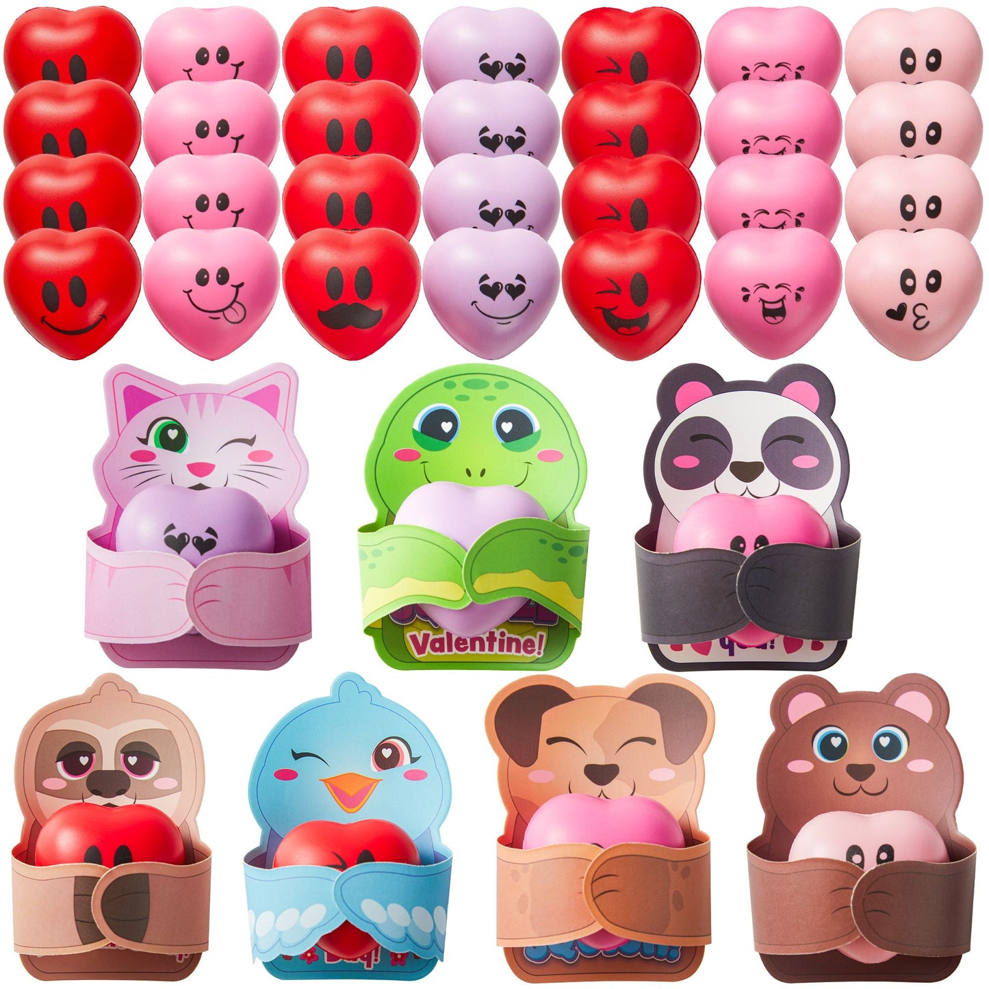 28-Pack Heart Shaped Stress Ball with Valentine's Day Card Heart Shaped Soft Toy Stress