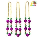 3 carnival giant bead necklaces, 44 inch gold green purple necklace, used for carnival parade decoration party supplies