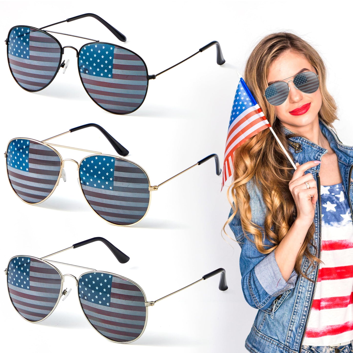3 pieces of 7-4 American flag sunglasses, red, white, and blue 7-4 glasses, 7-4 accessories, 7-4 party gifts, 7-4 party supplies, 7-4 patriotic sunglasses