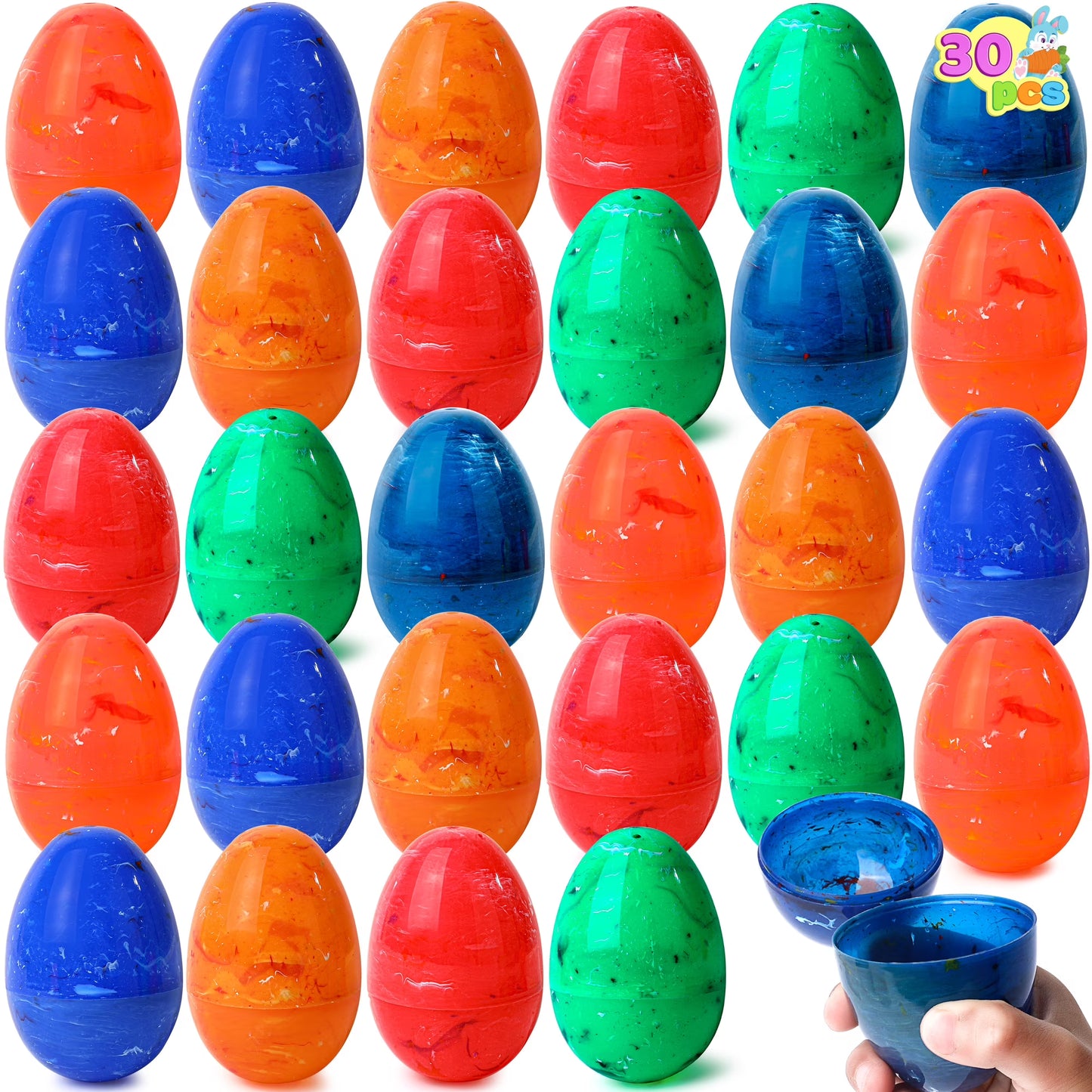 Joyfy 30 Packs Iridescent Easter Eggs Bulk, 3.15" Fillable Empty Plastic Easter Eggs for Easter Eggs Hunt, Basket Stuffers/Fillers, Filling Treats, Party Favor, Classroom Prize Supplies