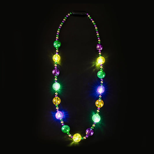 41 inch LED Carnival Giant Bead Necklace, Gold Green Purple Luminous Necklace