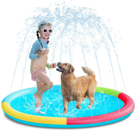 Syncfun 5ft Splash Pad Sprinkler,Non-Slip Outdoor Water Toys Play Mat for Toddlers Kids Dogs,Outside Thickened Sprinkler for Girls Boys Pets