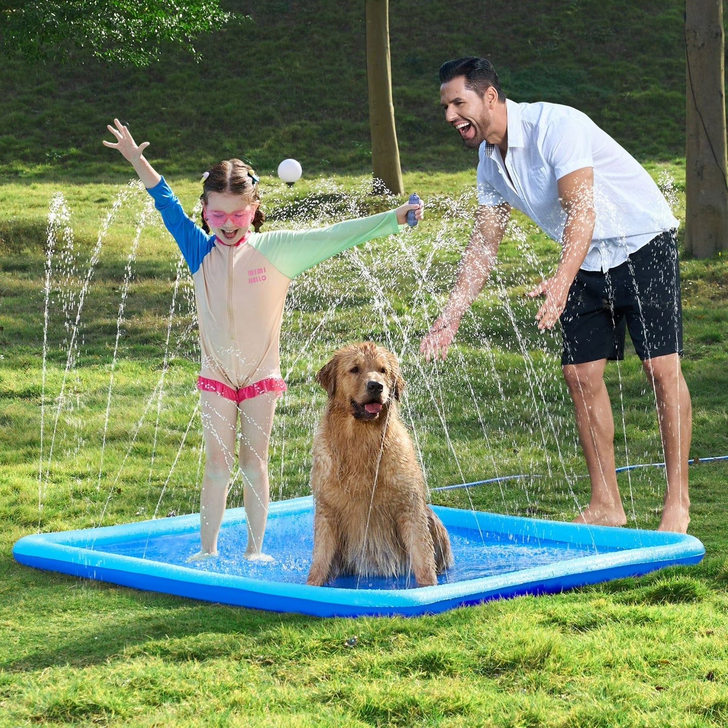 Syncfun 5ft Splash Pad Sprinkler,Non-Slip Outdoor Water Toys Play Mat for Toddlers Kids Dogs,Outside Thickened Sprinkler for Girls Boys Pets