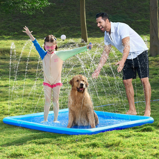 Syncfun 5ft Splash Pad Sprinkler,Non-Slip Outdoor Water Toys Play Mat for Toddlers Kids Dogs,Outside Thickened Sprinkler for Girls Boys Pets