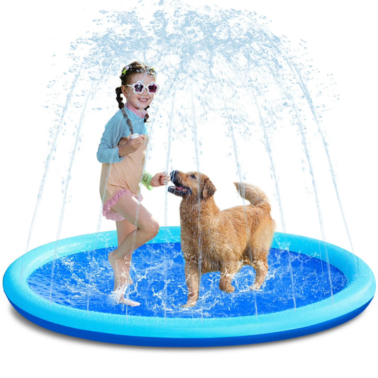 Syncfun 6ft Sprinkler Mat,Blue,Outdoor Play Mat,Inflatable Summer Water Toys for Boys and Girls