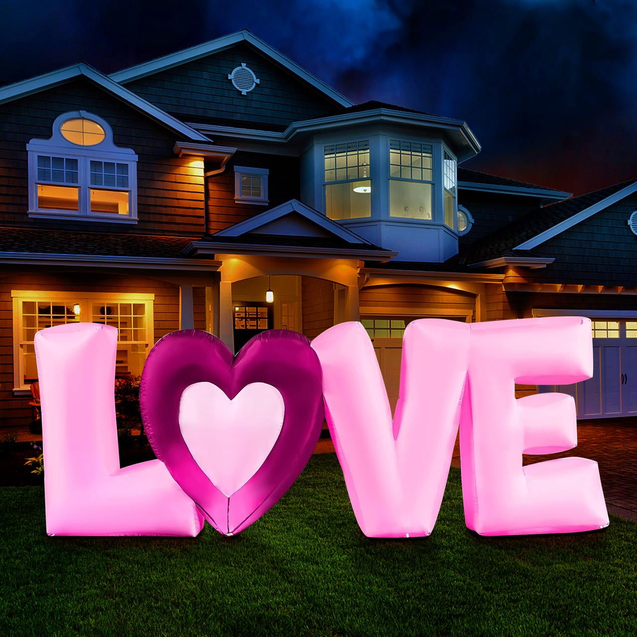 9 FT Long Valentine Inflatable Love Letters with Build-in LED Lights, Blow up Valentine Romantic Holiday Decor for Wedding Propose Indoor Yard Party Supplies