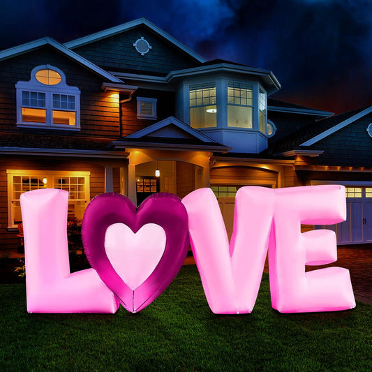 9 FT Long Valentine Inflatable Love Letters with Build-in LED Lights, Blow up Valentine Romantic Holiday Decor for Wedding Propose Indoor Yard Party Supplies