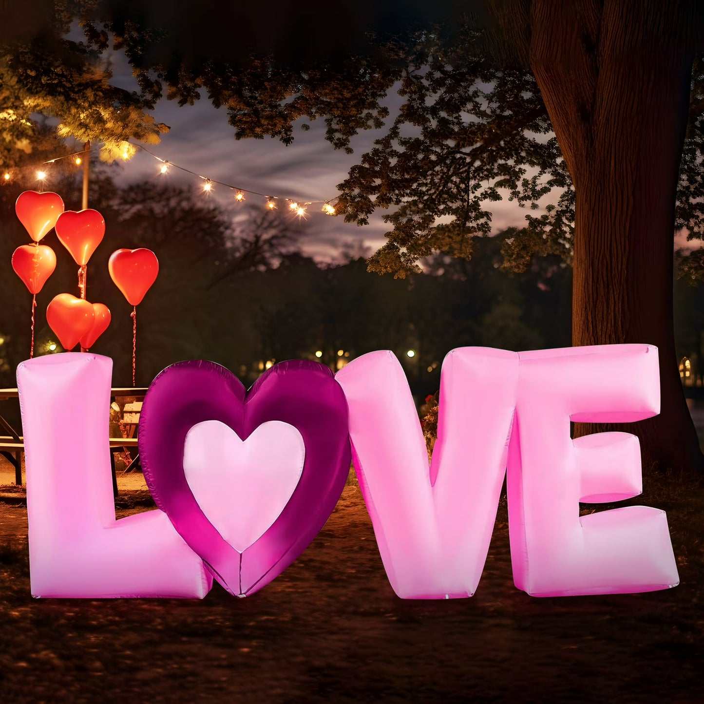 JOYFY 9 FT Long Valentine Inflatable Love Letters with Build-in LED Lights, Blow up Valentine Romantic Holiday Decor for Wedding Propose Indoor Yard Party Supplies