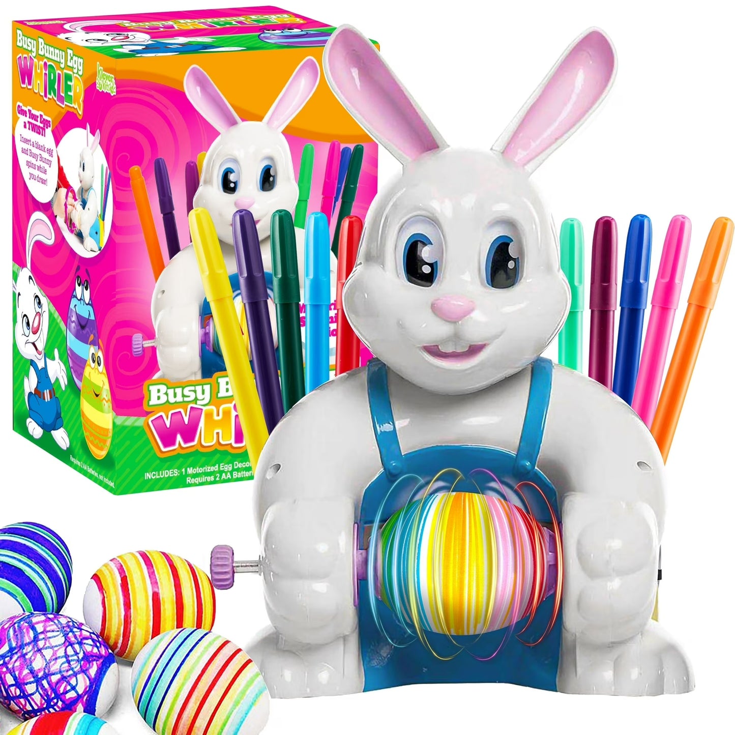 Joyfy Motorized Easter Egg Decorator Kit,Bunny Egg Decorating Spinner Whirler Decorating Machine with 10 Non-Toxic Markers for Kids Craft Activities Electric DIY Painted Egg Decorative,Blue