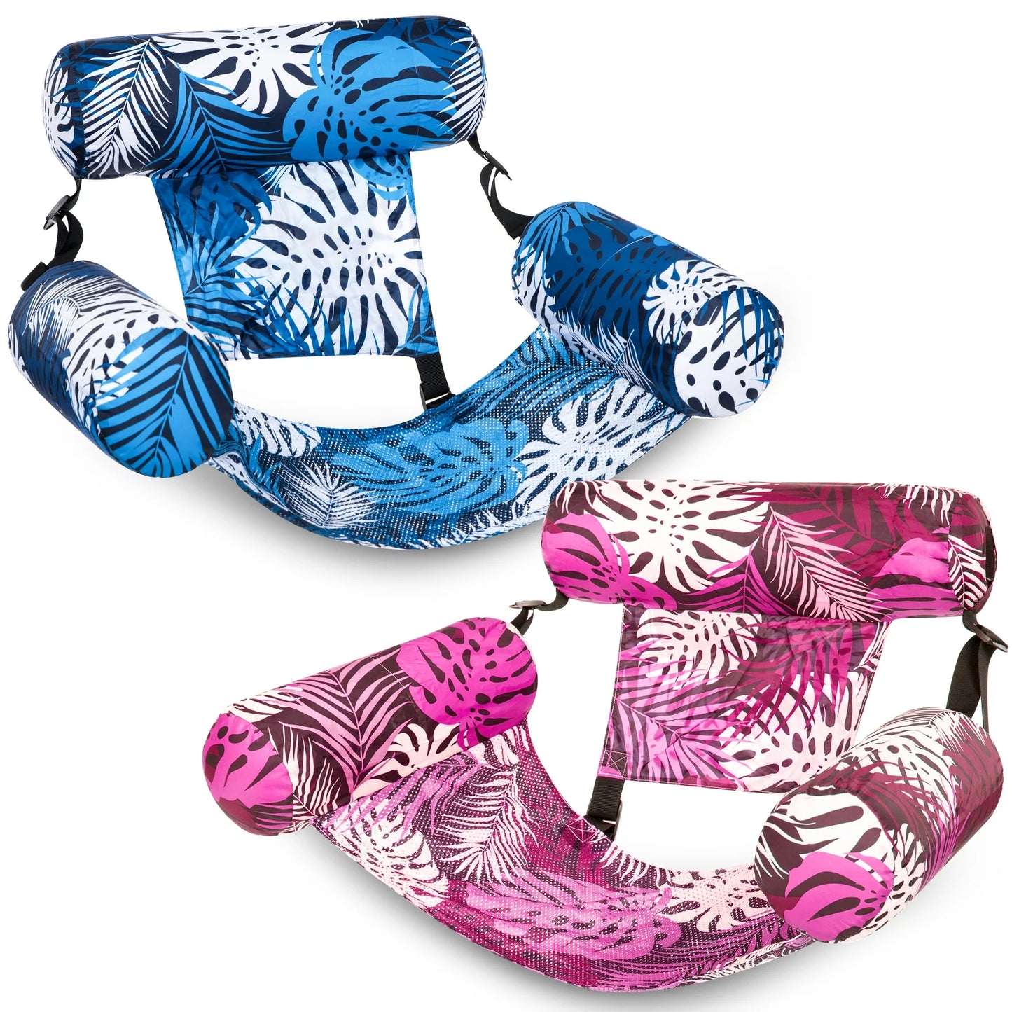 Syncfun Pool Floats Chairs Adults, Inflatable Pool Lounge Chairs, Plant Pattern Floating Pool Hammock Chair for Adults, Blow up Pool Noodles Floats for Pool Party Summer Water Fun