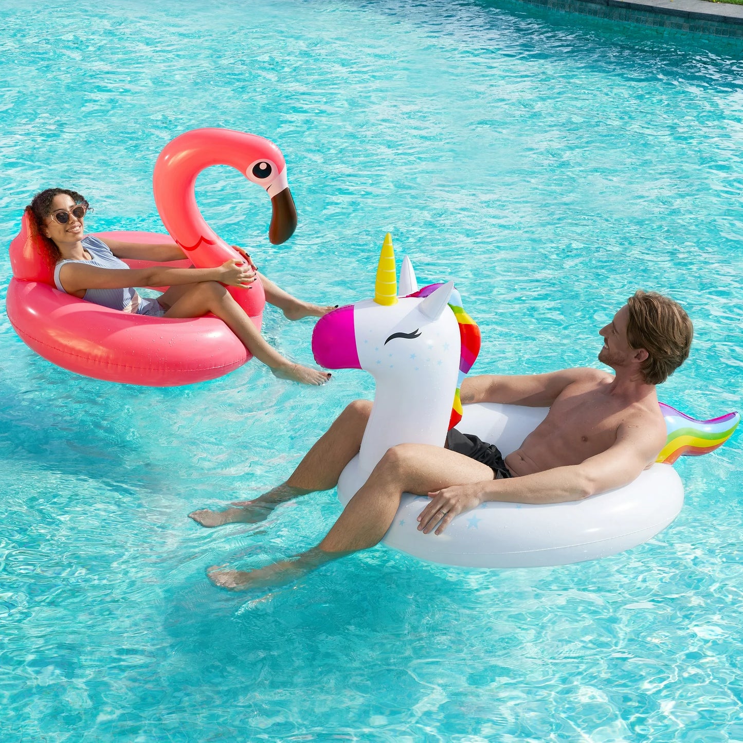 Syncfun Unicorn Pool Floats, 2 Pack Swim Rings, Pool Tubes for Floating, Fun Beach Floaties, Summer Party Pool Toys