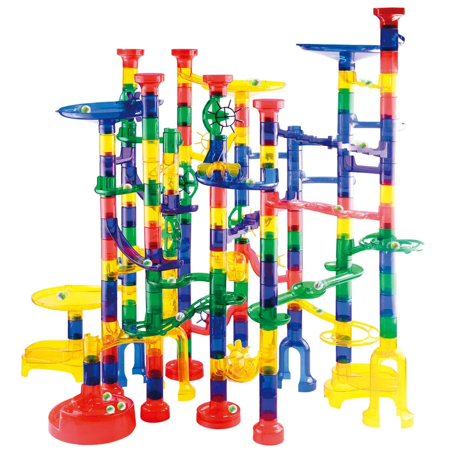 JOYIN 170 Pcs Marble Run Premium Toy Set, Construction Building Blocks Toys, STEM Educational Building Block Toy(120 Plastic Pieces + 50 Glass Marbles)