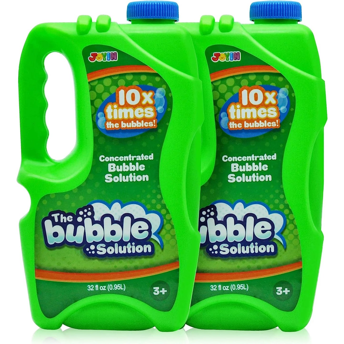 JOYIN 2 Bottles Bubbles Refill Solutions 64 oz (up to 5 Gallon) Big Bubble Solution 64 OZ Concentrated Bubble Solution for Bubble Machine, Gun, Wand Refill Fluid Summer, Easter Toys (Green)