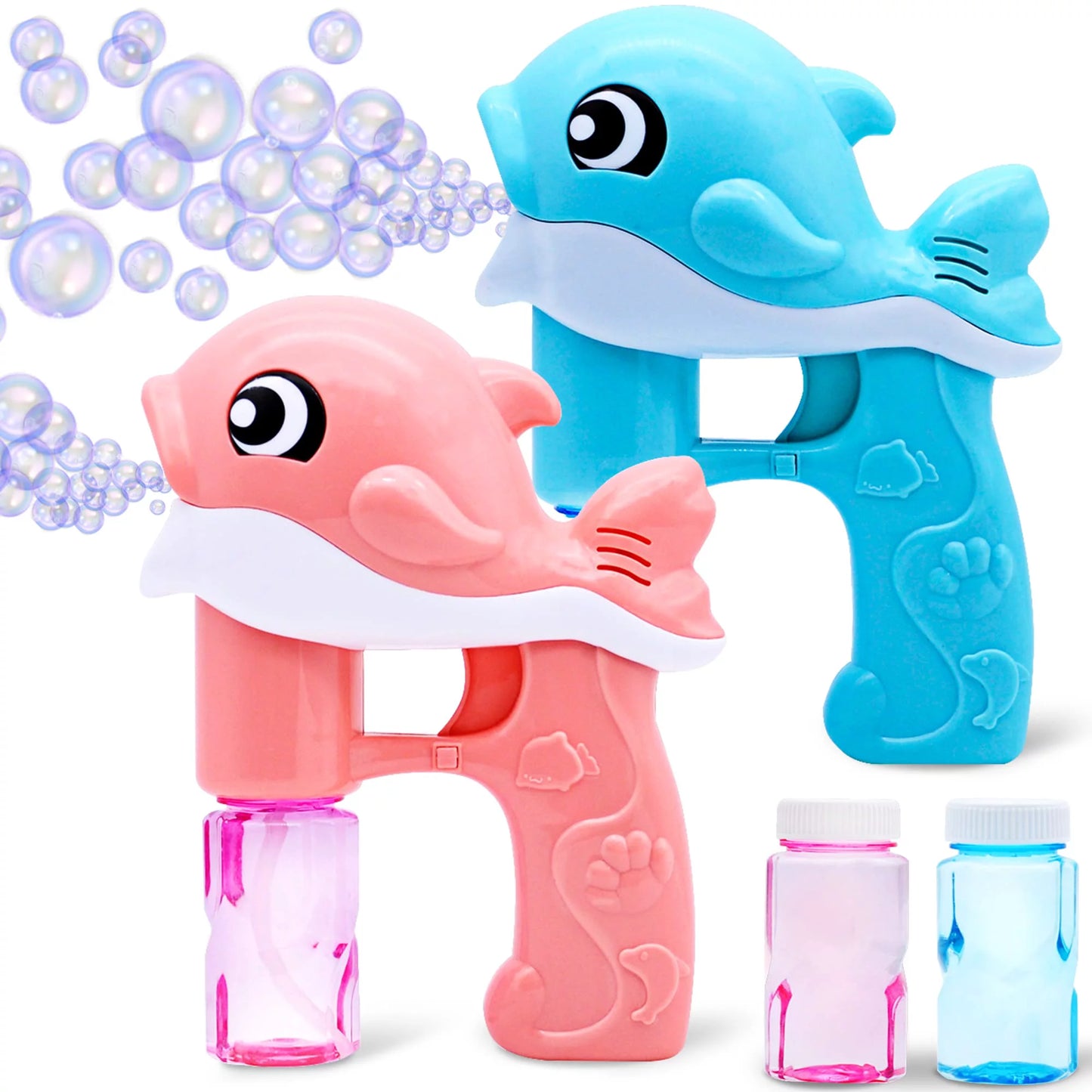 JOYIN 2 Bubble Guns Kit, Whale Automatic Bubble Maker Blower Machine with 4 Bubble Solutions for Kids, Bubble Blaster, Summer Toy, Birthday, Outdoor & Indoor Activity