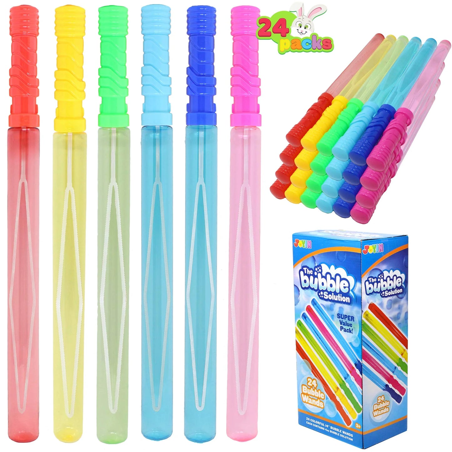 Syncfun 24 pack 14.6’’ Big Bubble Wands ,Bulk Bubble Sticks for Summer Toy, Outdoor Indoor Activity Use,Easter, Party Favors Supplies for Kids