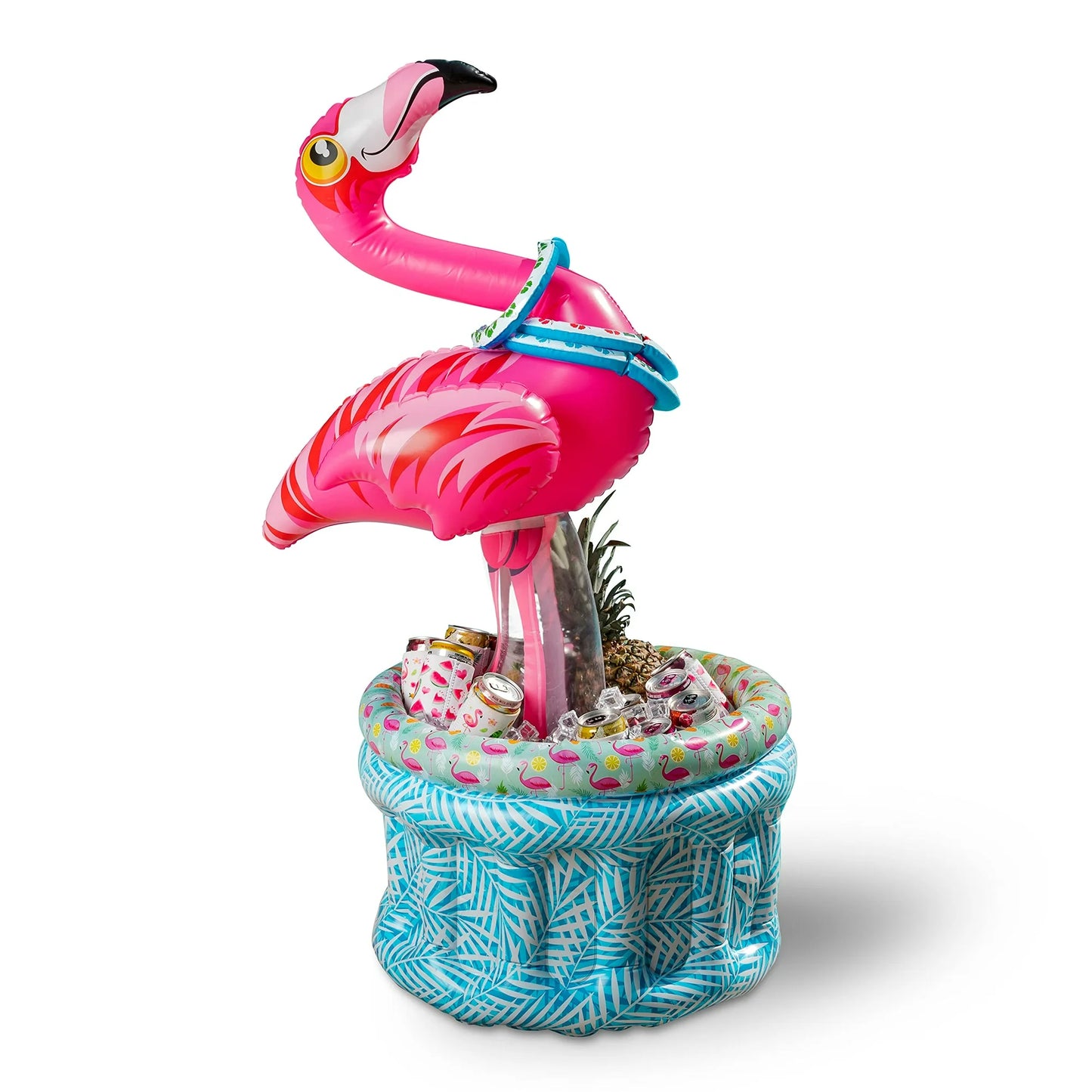JOYIN 50" Inflatable Flamingo Cooler 2 In 1 Ring Toss Game, Beverage Drink Containers Ice Cooler Indoor Outdoor Picnic Luau Hawaiian Pool Party Decoration