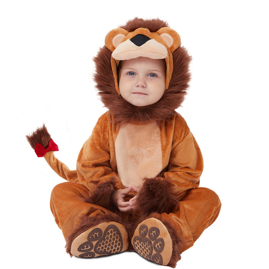 Joyfy Baby Brown Lion Costume with Booties for Halloween Dress up, Toddler Animal Pajamas, Brown Lion Outfits for Halloween Cosplay