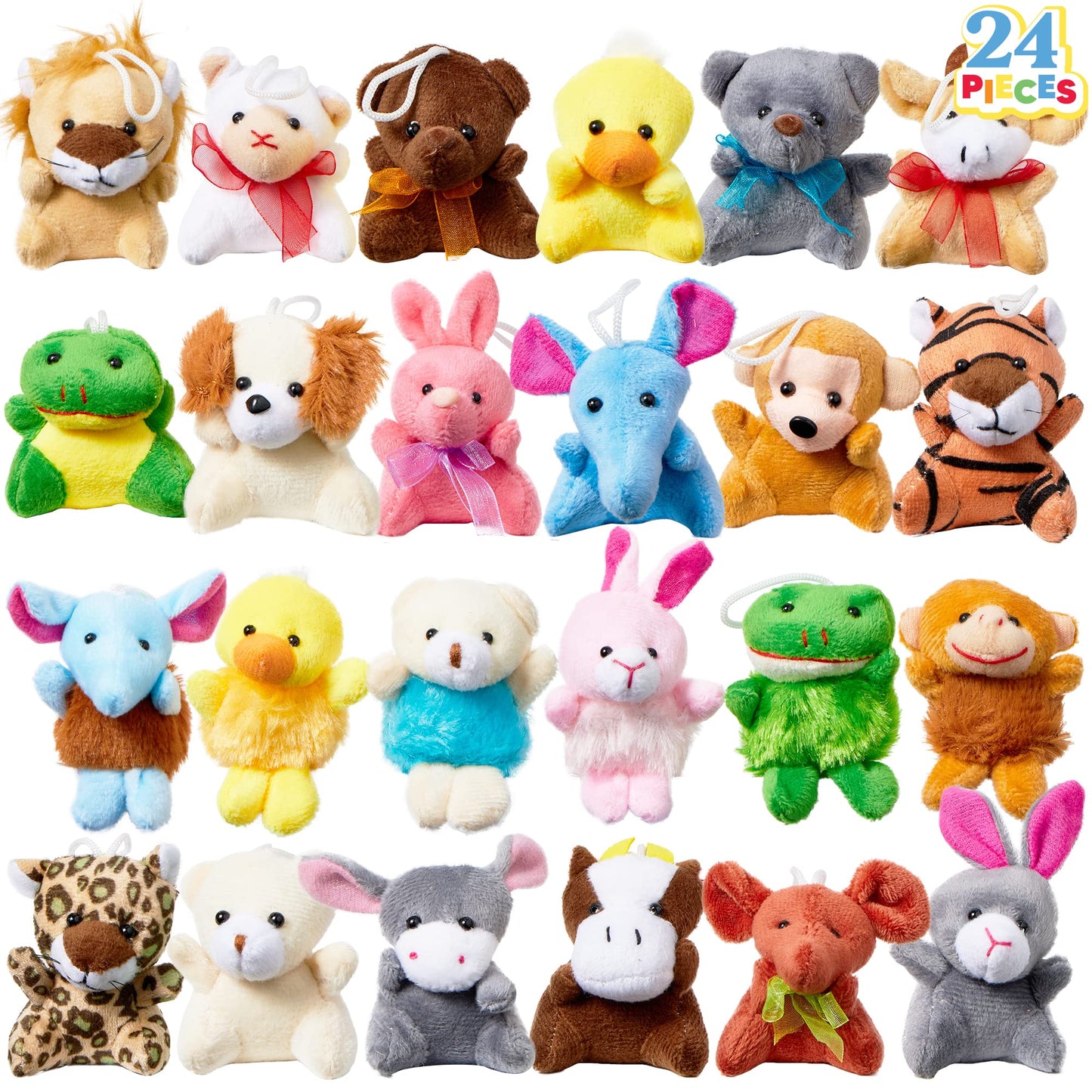 JOYIN Stuff Animal Plush Toy, Mini Animals Birthday Party Favors for Boys and Girls, Christmas Party Supplies - 24 Pieces