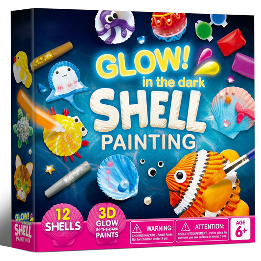 Joyfy 12pcs Sea Shell Painting Kit for Kids, Glow in the Dark Painting Set for Toddler Activities ,Christmas Birthday Gift for Boy Girl Ages 6 Up