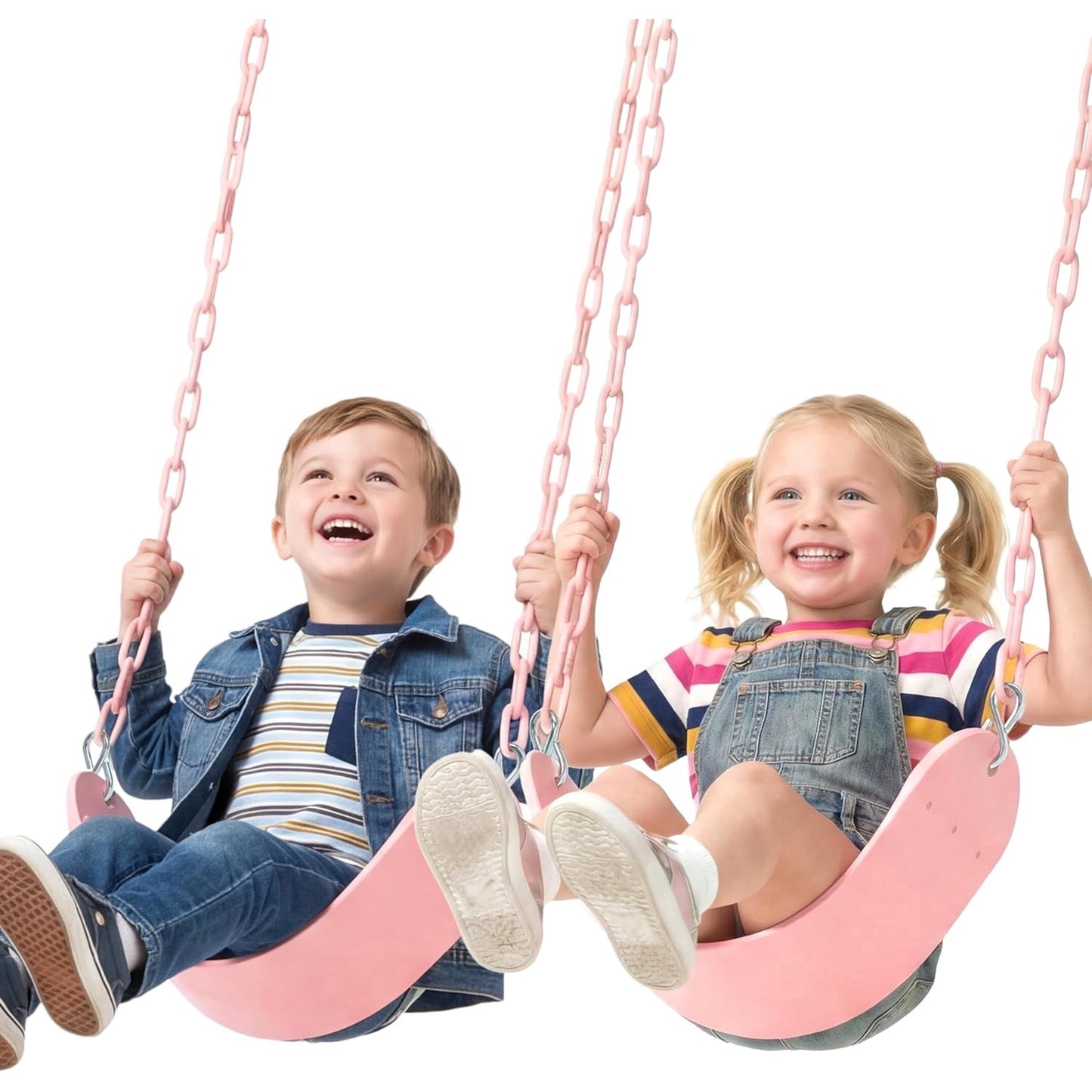 Joyfy 2 Pack Kids Swing Set, Swingset Outdoor For Kids Sakura Pink With 66" Heavy Duty Chain Gang All Stars For Playground Backyards