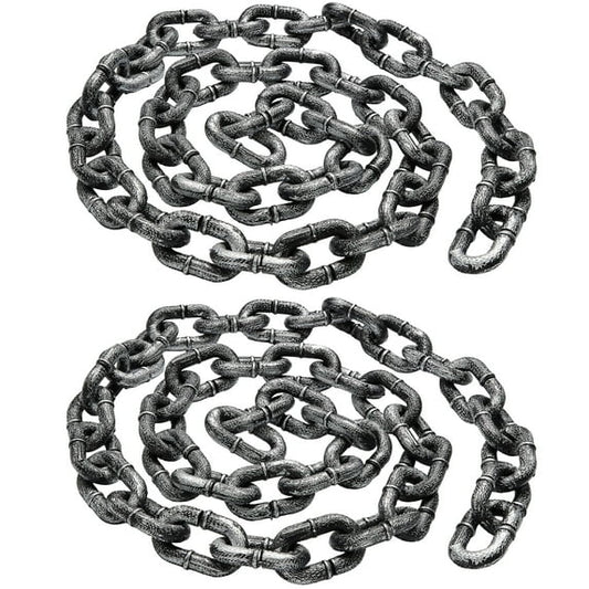 Joyfy 2 Packs Halloween Chains, 6 Feet Plastic Chains Props Fake Chain Link Prop for Costume Party Decoration, Dress-up Party, Halloween Cosplay Accessories