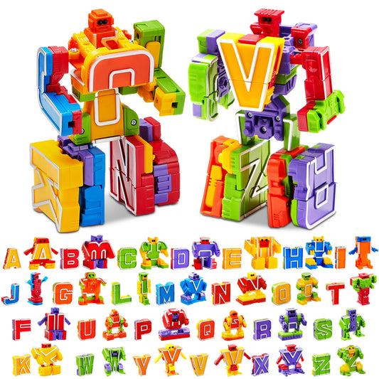 Joyfy 26-in-3 Alphabet Bots Toy 26 Pcs Transforming Robot for Kids Educational Building STEM Toys for Toddlers & Preschool Boys 3 4 5 6 Years Old Gifts for Birthday Christmas, Learning Resources