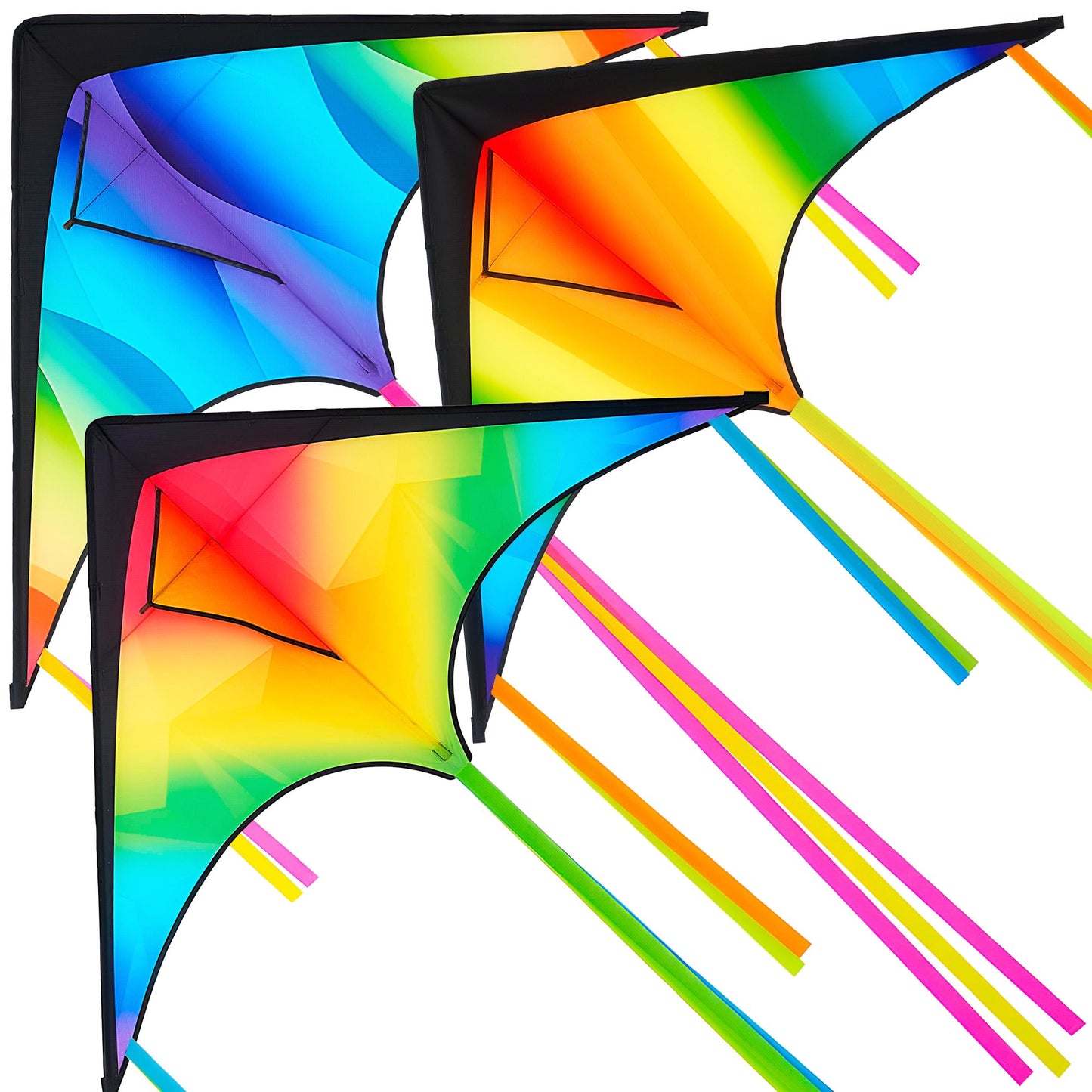 Joyfy 3 Packs Large Delta Kite, Easy to Fly for Kids and Adults with 328ft String, Large Delta Beach Kite for Outdoor Games and Activities