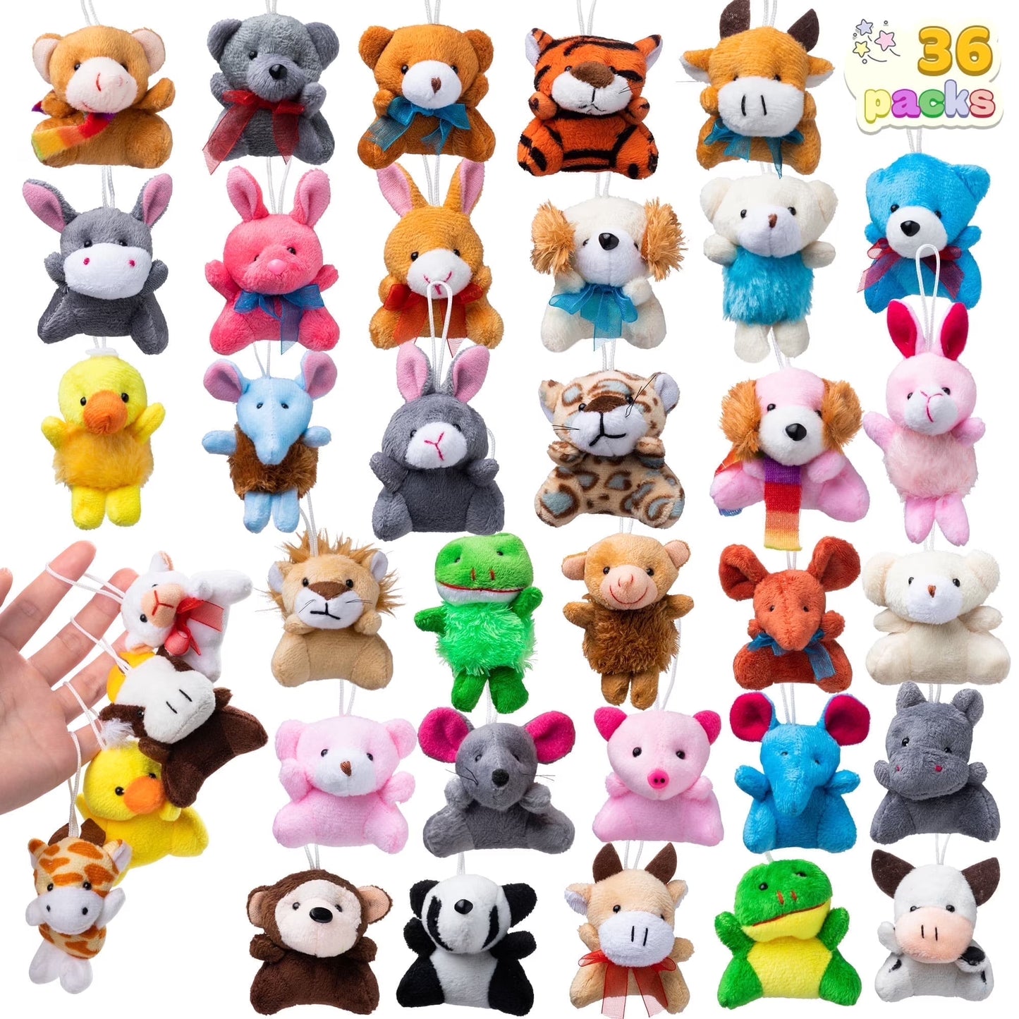 Joyfy 36 Pcs Mini Stuffed Animals Bulk Small Animal Plush Toys Party Favors for Kids, Pinata Fillers, Carnival Prizes, Teacher Student Gifts Prizes, Birthday Party Supplies