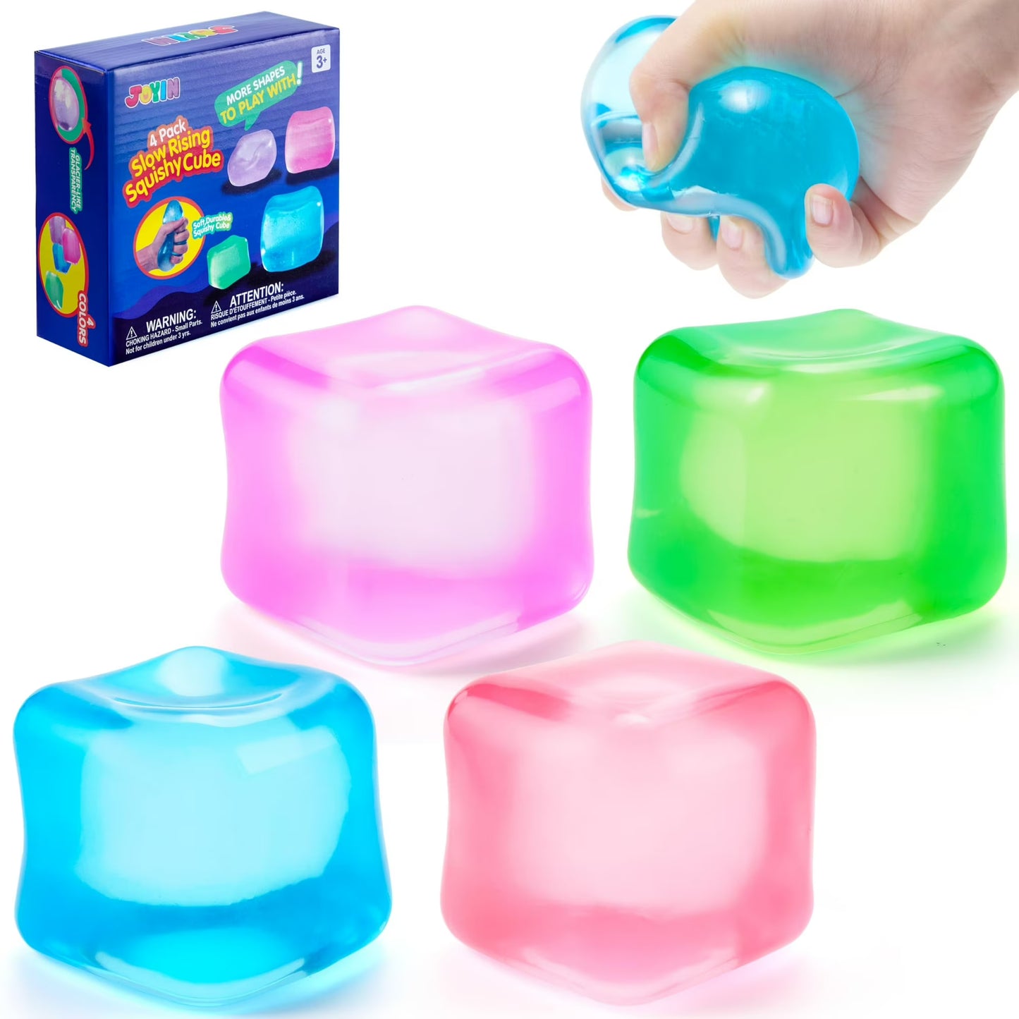 Joyfy 4 Pack 2¡° Fidget Cubes Slow Rising Squishy Toys for Kids Adults, High Density Sensory Toys, Party Favors, Stress Relief Gifts for Birthday Christmas